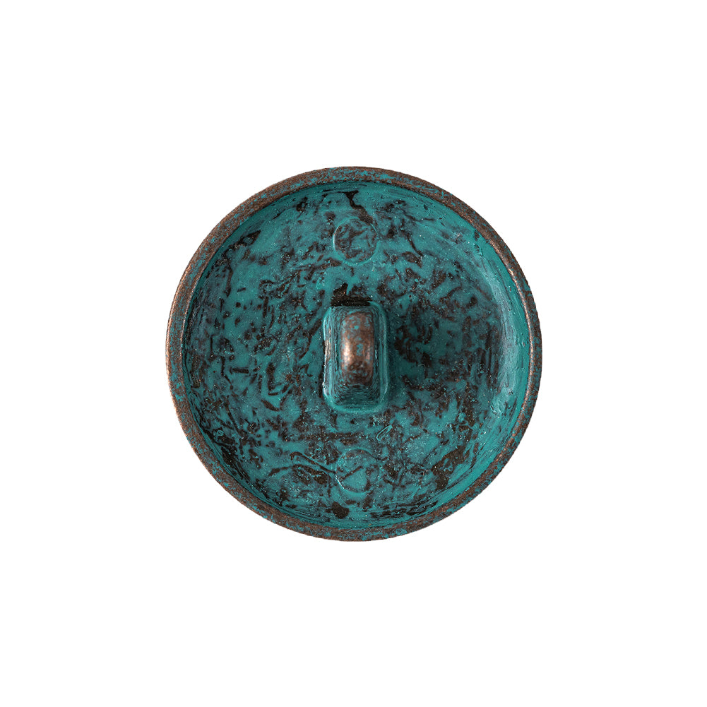 Italian Geometric Copper Oxidized Shank Back Button - 36L/23mm Detail
