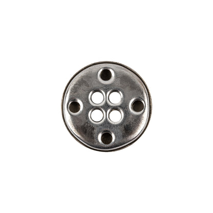 Italian Silver 4-Hole Metal Coat Button - 28L/18mm Detail