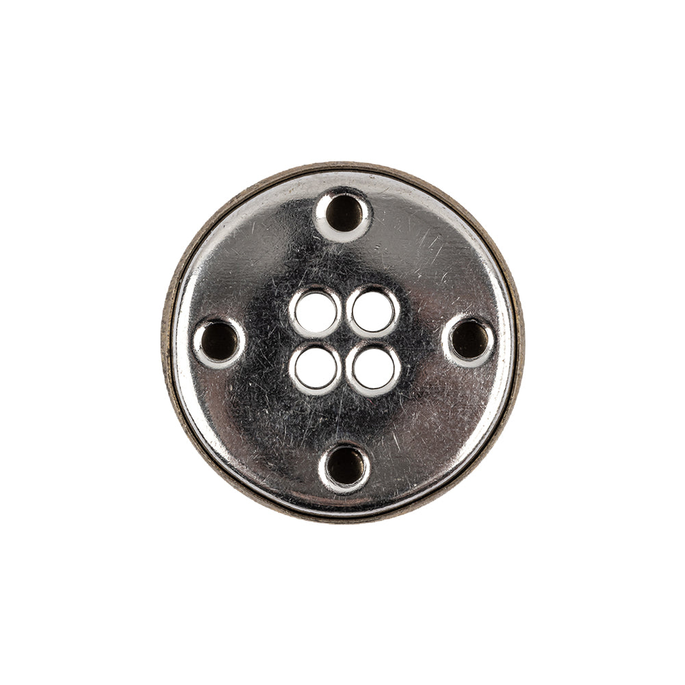 Italian Silver 4-Hole Metal Coat Button - 36L/23mm Detail