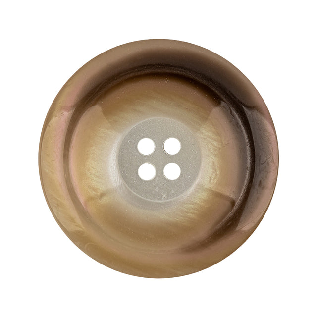 Italian Silver Birch Hologram and Beige Iridescent Rolled Rim 4-Hole Plastic Button - 48L/30.5mm