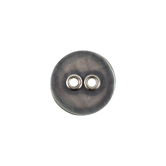 Imported Gray Mother of Pearl and Metal 2-Hole Laser Cut Shell Button - 24L/15mm
