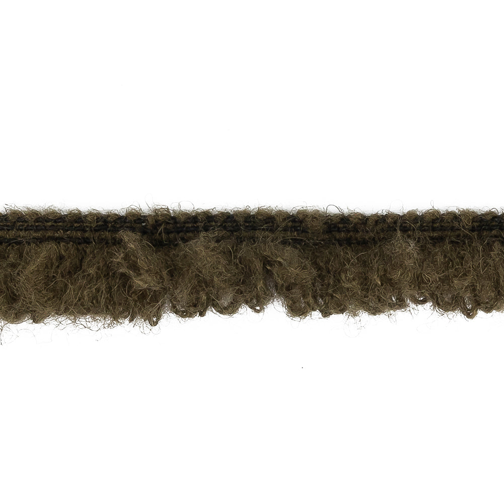 Olive Green Wool Blend Fringe Trimming - 0.75" Detail