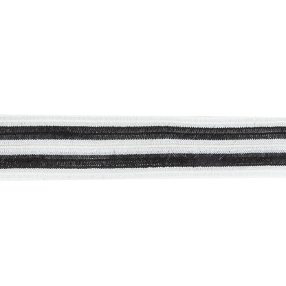 White and Black Striped Elastic Trimming - 0.7" Detail