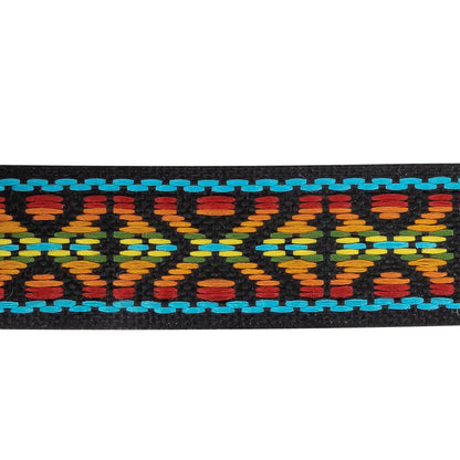 Rainbow and Black Tribal Embroidered Trimming - 1" Detail