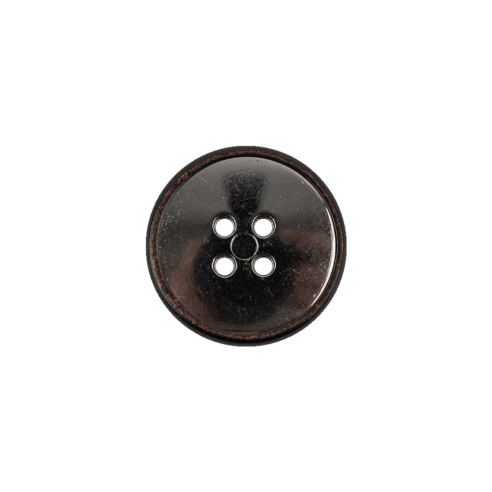 Imported Gunmetal Plated and Silver 4-Hole Copper Button - 28L/18mm Detail