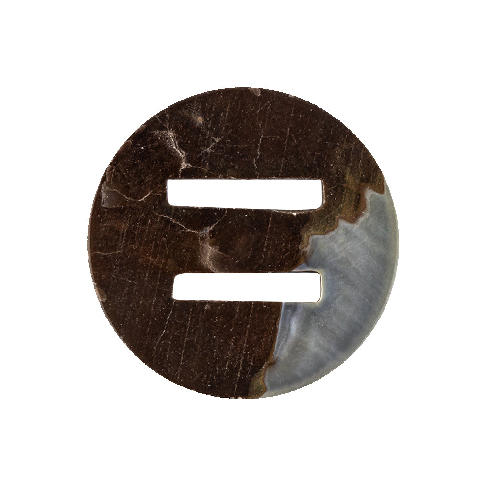 Imported Gray Mother of Pearl Slatted Shell Button - 40L/25.5mm Detail