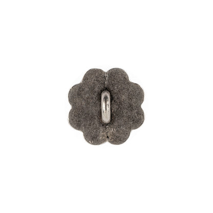 Italian Silver Oxidized Floral Shank Back Button - 24L/15mm Detail