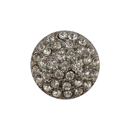 Italian Silver Cast Metal and Rhinestone Shank Back Button - 36L/23mm