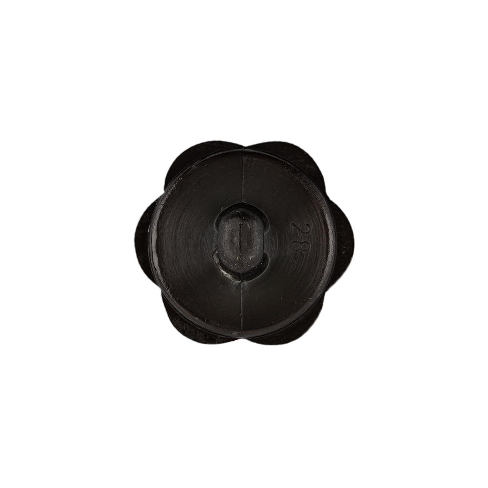 Italian Black Floral and Geometric Shank Back Nylon Button - 32L/20mm Detail