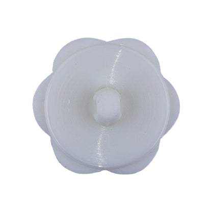 Italian White Floral and Geometric Shank Back Nylon Button - 44L/28mm Detail