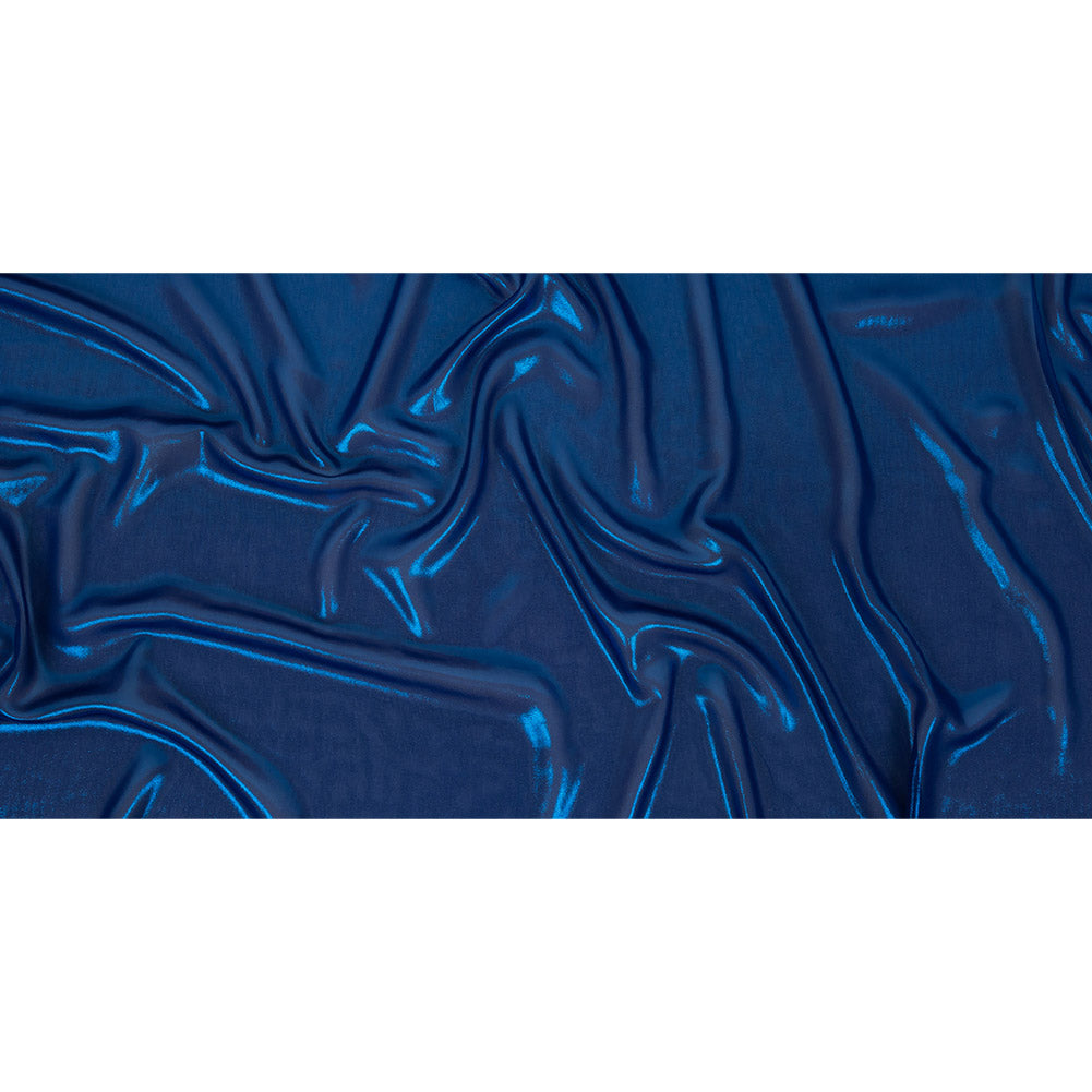 Metallic Magnetic Blue Liquid Sheen Polyester Chiffon Folded