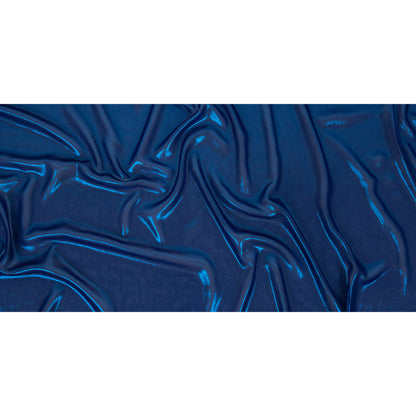 Metallic Magnetic Blue Liquid Sheen Polyester Chiffon Folded