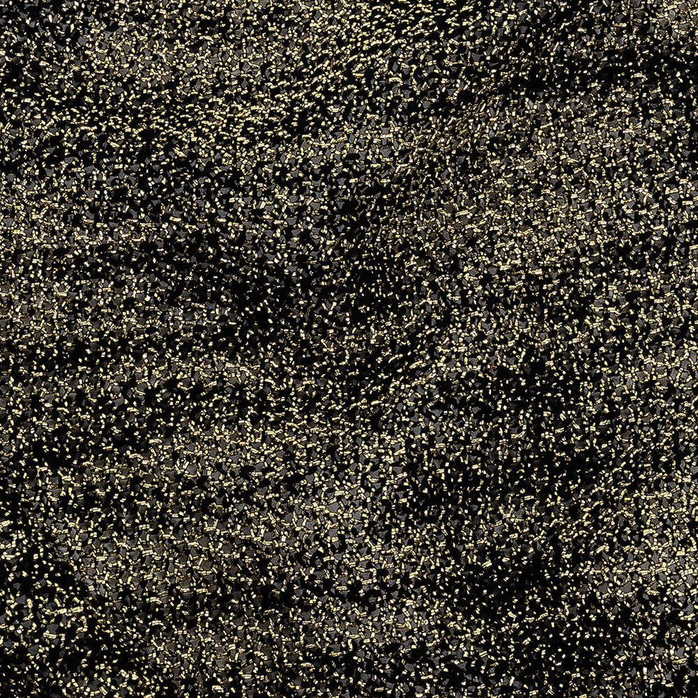 Faux Chainmail Knit - Heathered Black and Gold Detail