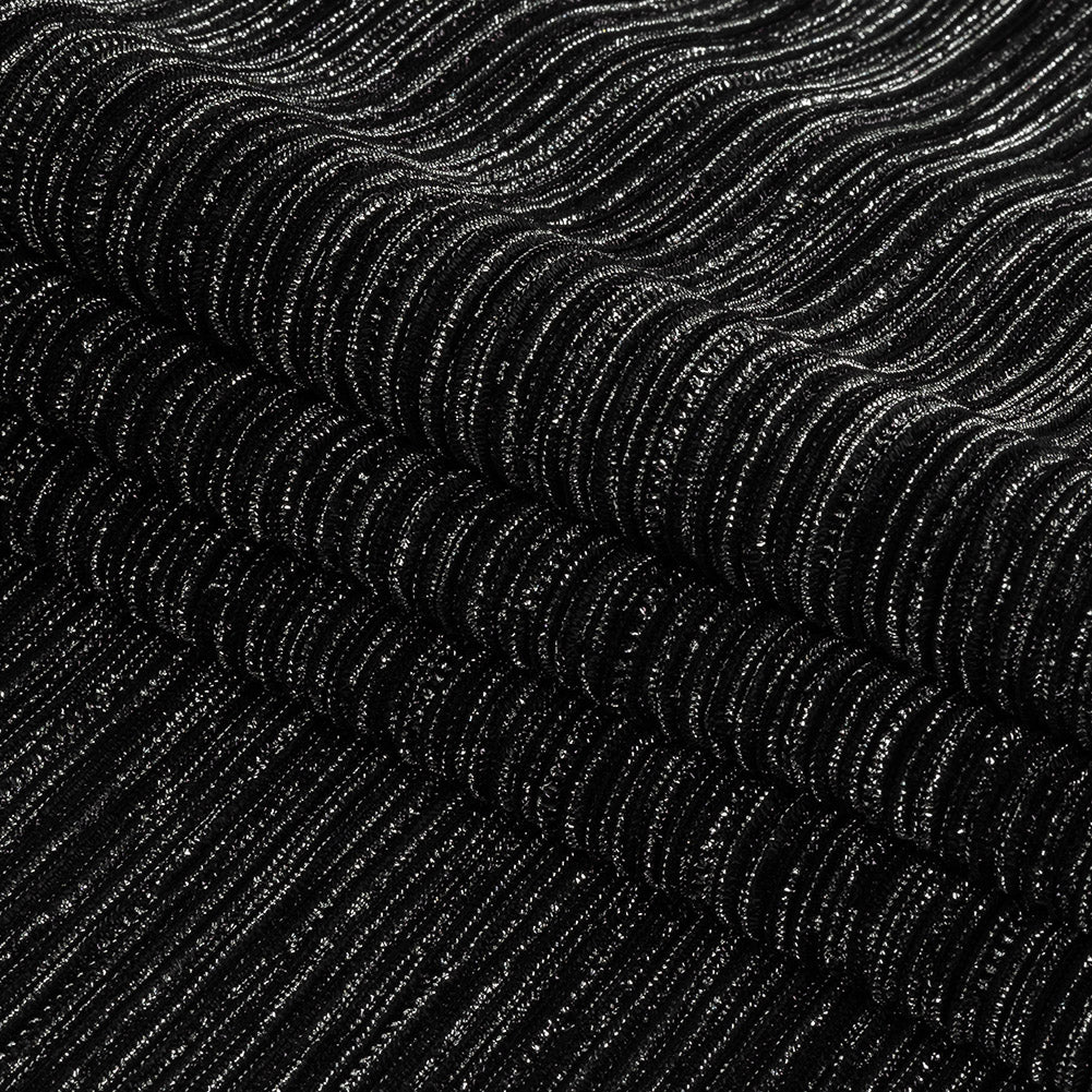 Metallic Plisse - Silver and Black Detail