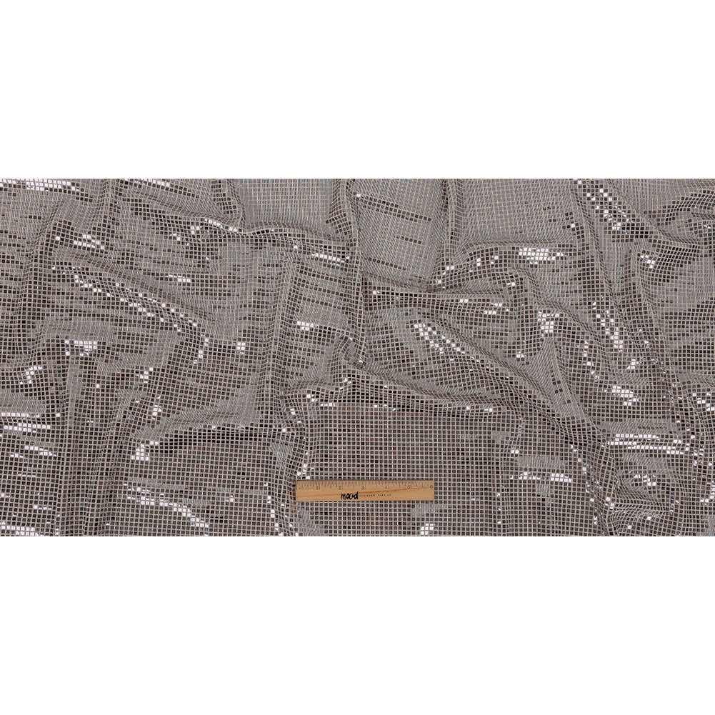 Stretch Knit with Square Metallic Sequins - Pale Pink- Liquid Sparks Collection Folded