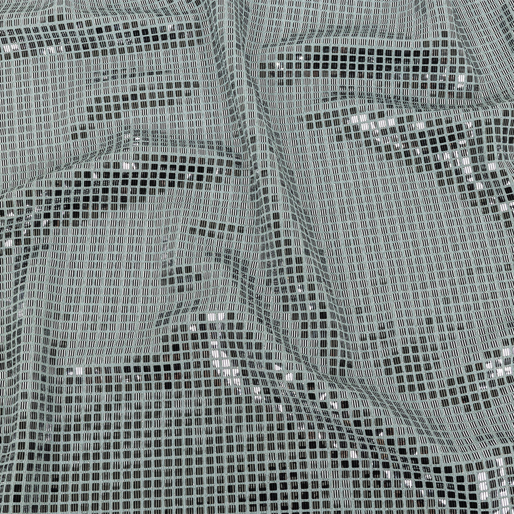 Stretch Knit with Square Metallic Sequins - Pale Blue - Liquid Sparks Collection