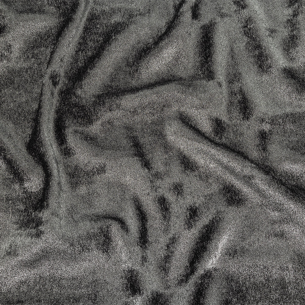 Drapey Metallic Polyester Woven - Silver and Black - Twinkle Stars Collection
