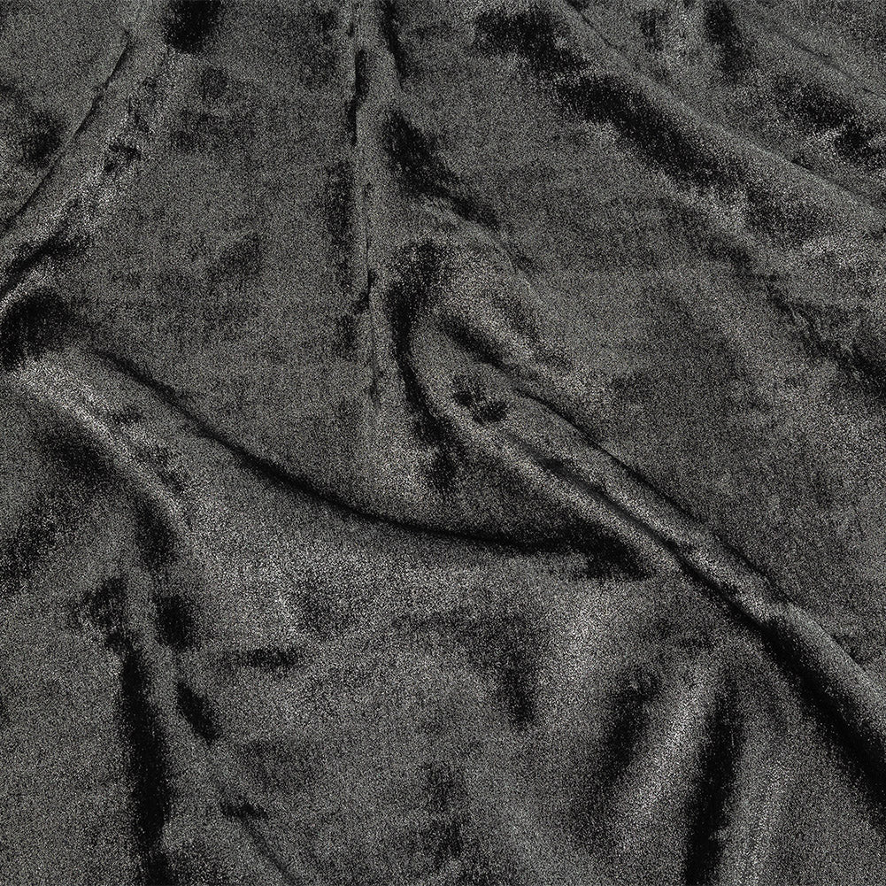 Drapey Metallic Polyester Woven - Gunmetal Black - Twinkle Stars Collection