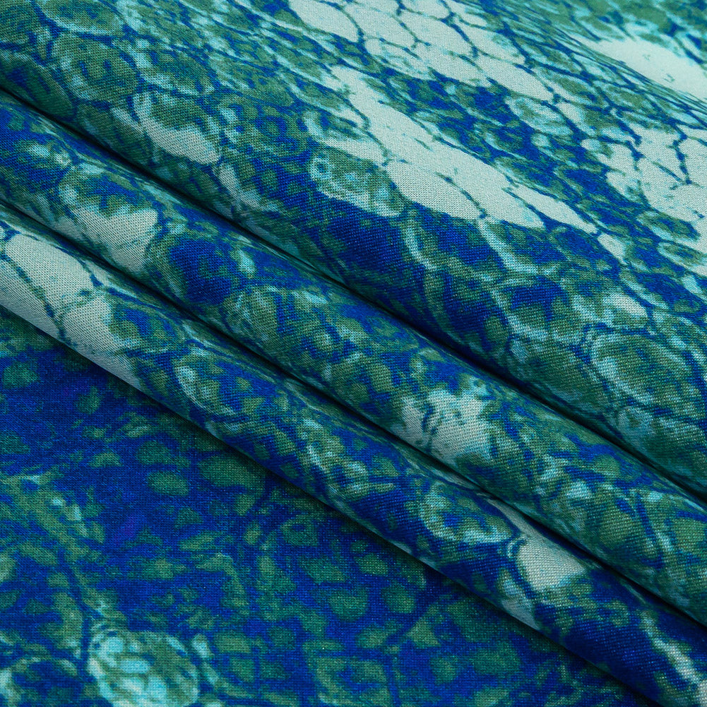 Mood Exclusive Italian Royal and Jade Python Printed Silk Charmeuse Folded