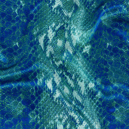 Mood Exclusive Italian Royal and Jade Python Printed Silk Charmeuse