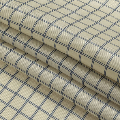 Papyrus and Twilight Blue Gridded Silk Twill Folded