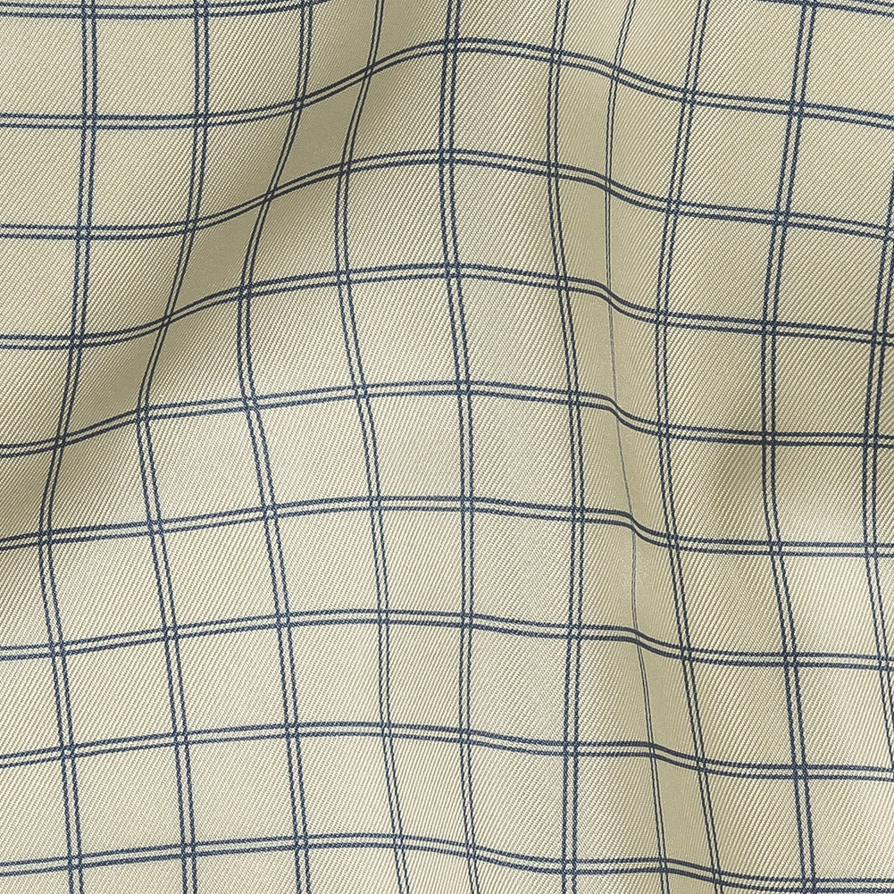 Papyrus and Twilight Blue Gridded Silk Twill Detail