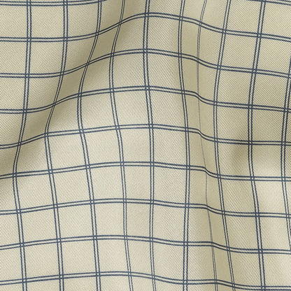 Papyrus and Twilight Blue Gridded Silk Twill Detail