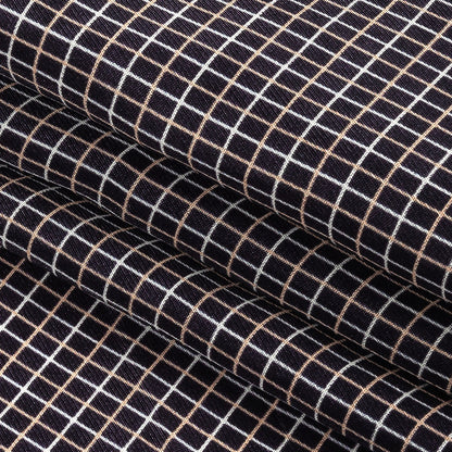 Parisian Night, Peach and Nimbus Cloud Tattersall Check Washed Viscose Twill Detail