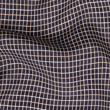 Parisian Night, Peach and Nimbus Cloud Tattersall Check Washed Viscose Twill Full