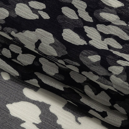 Black and Marshmallow Abstract Crinkled Silk Chiffon Folded