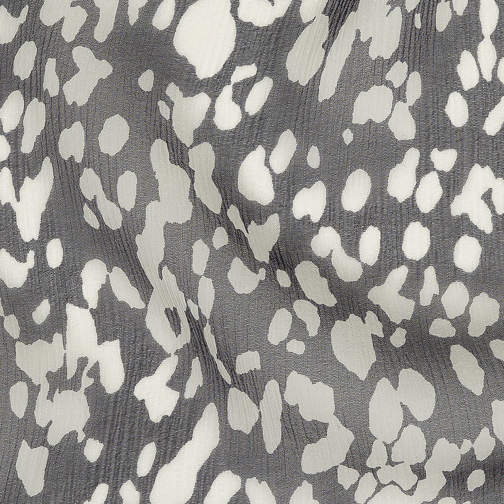 Black and Marshmallow Abstract Crinkled Silk Chiffon Detail