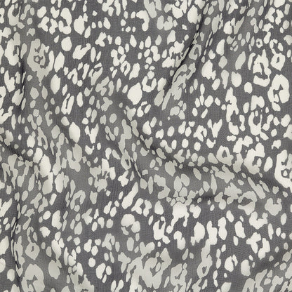 Black and Marshmallow Abstract Crinkled Silk Chiffon