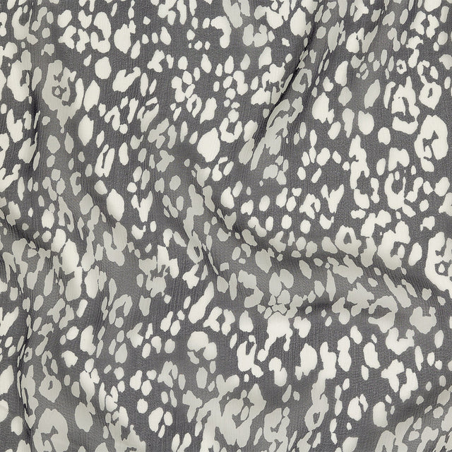 Black and Marshmallow Abstract Crinkled Silk Chiffon