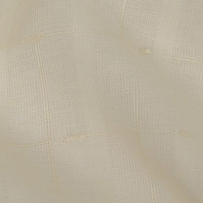 Ecru Slubbed Windowpane Checks Lightweight Linen Dobby Full