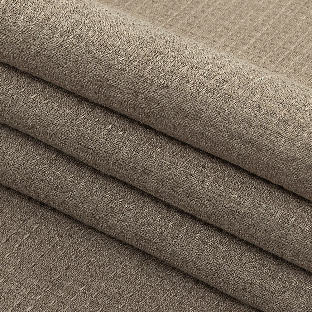 Natural Waffle Woven Linen Dobby Folded