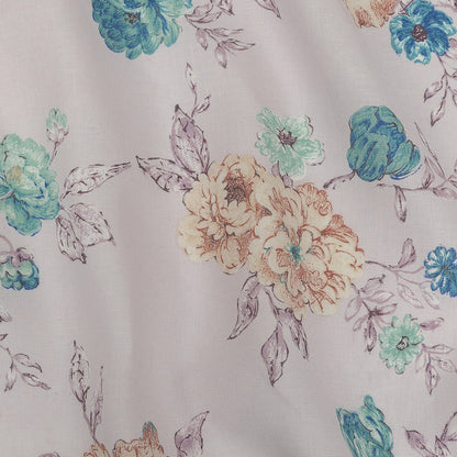 Lilac Floral Printed Linen Woven
