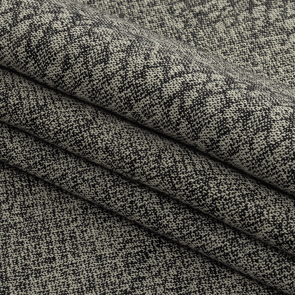 Black and Gray Python Patterned Linen Jacquard Folded