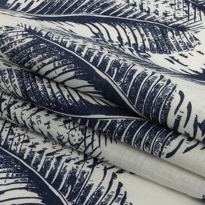 Indigo Feathers Printed Lightweight Linen Woven Folded