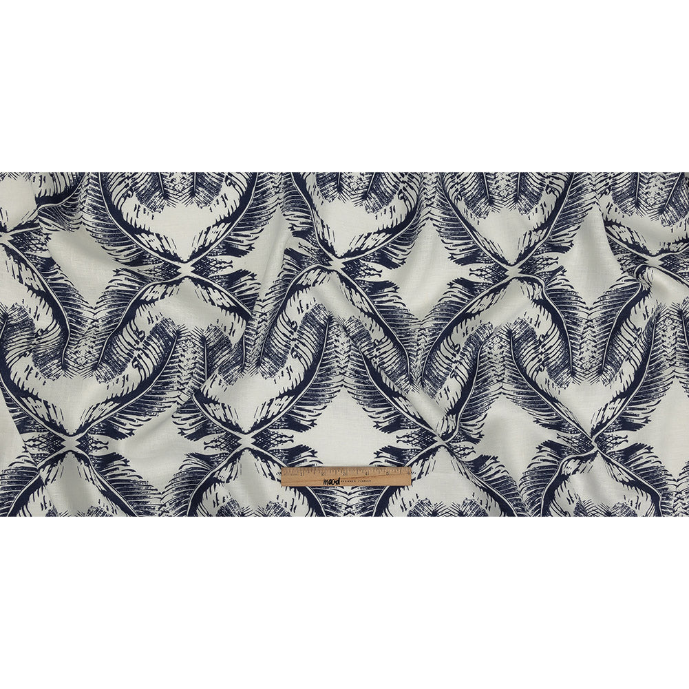 Indigo Feathers Printed Lightweight Linen Woven Full