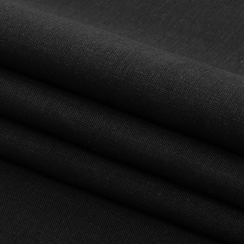 Elko Black Medium Weight Linen Woven Detail