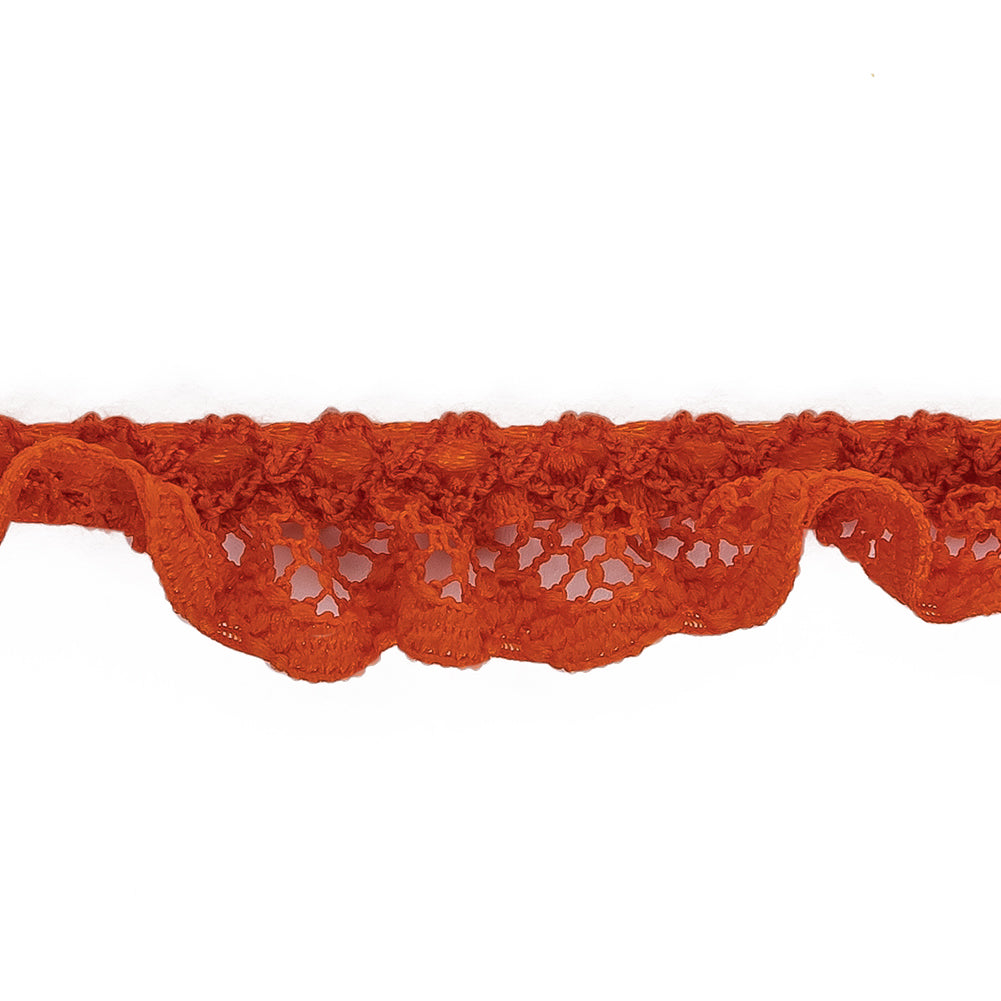 Crisp Orange Criss Cross Crochet Trimming - 0.625" Detail