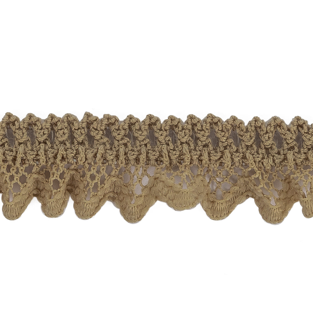 Desert Beige Ruffled Stretch Lace Trimming - 0.625" Detail