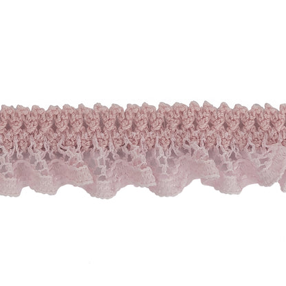 Primrose Pink Ruffled Stretch Lace Trimming - 0.625" Detail