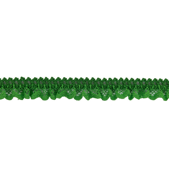 Grass Green Ruffled Stretch Lace Trimming - 0.625"