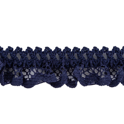 Black Iris Ruffled Stretch Lace Trimming - 0.625" Detail