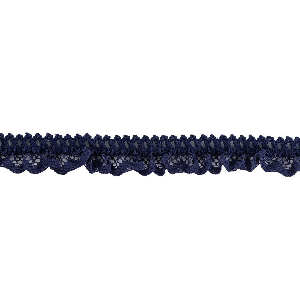 Black Iris Ruffled Stretch Lace Trimming - 0.625"