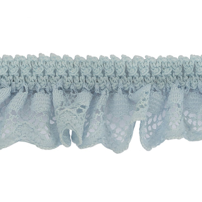 Baby Blue Ruffled Stretch Lace Trimming - 1" Detail