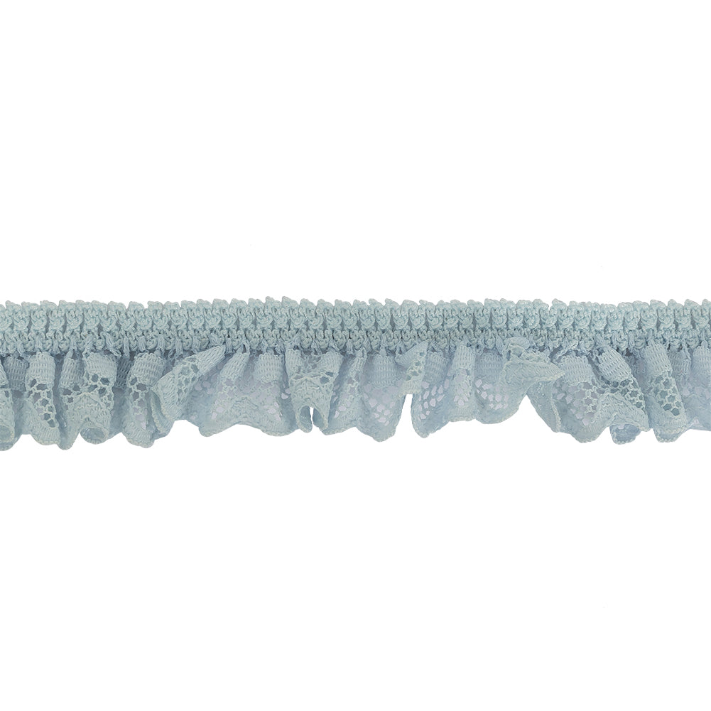 Baby Blue Ruffled Stretch Lace Trimming - 1"