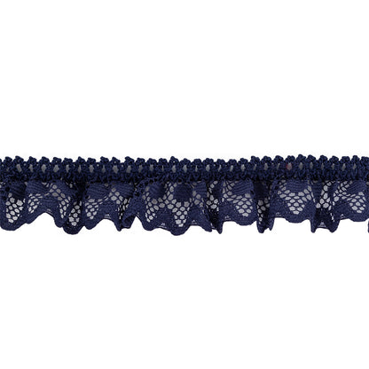 Black Iris Ruffled Stretch Lace Trimming - 1"