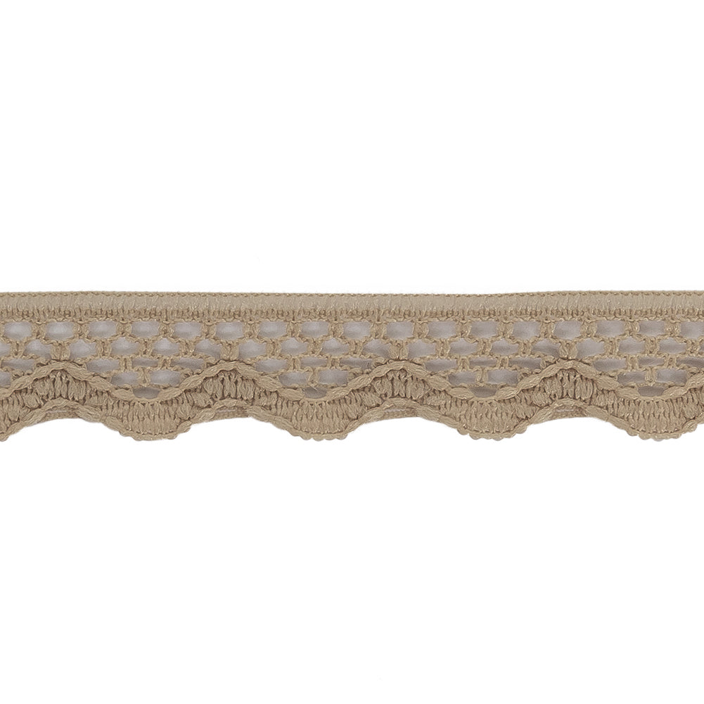 Desert Beige Scalloped Edge Lace Geometric Trimming - 0.5" Detail